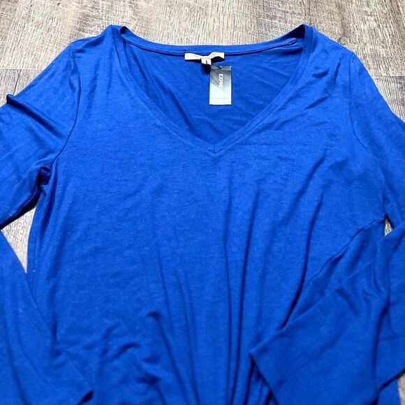 Express One Eleven Blue Tie Front Long Sleeve Top NWT M - Picture 4 of 7